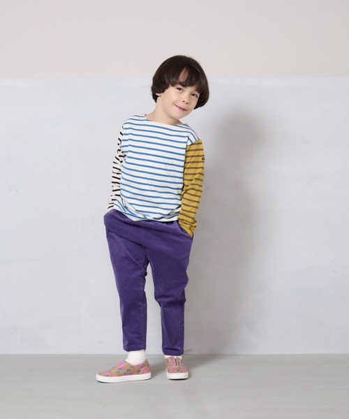 BIG FIELD（ビッグフィールド）の「ボーダーボートネックロンT（80～150cm）（Tシャツ/カットソー・キッズ・ブラック/イエロー/ブルー系その他/ブルー/グリーン/ピンク・80/90/95/100/110/120/130/140/150）」の13枚目の写真