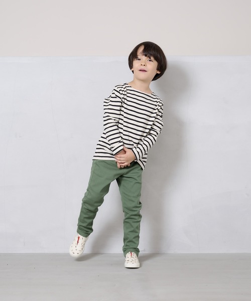 BIG FIELD（ビッグフィールド）の「ボーダーボートネックロンT（80～150cm）（Tシャツ/カットソー・キッズ・ブラック/イエロー/ブルー系その他/ブルー/グリーン/ピンク・80/90/95/100/110/120/130/140/150）」の7枚目の写真