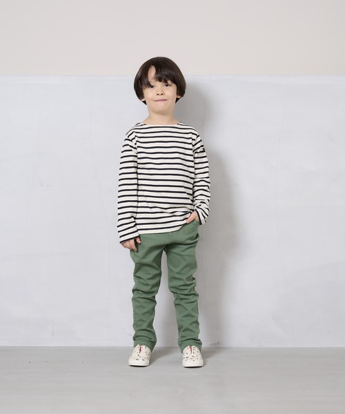 BIG FIELD（ビッグフィールド）の「ボーダーボートネックロンT（80～150cm）（Tシャツ/カットソー・キッズ・ブラック/イエロー/ブルー系その他/ブルー/グリーン/ピンク・80/90/95/100/110/120/130/140/150）」の8枚目の写真