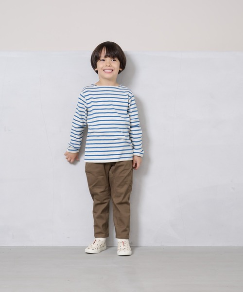 BIG FIELD（ビッグフィールド）の「ボーダーボートネックロンT（80～150cm）（Tシャツ/カットソー・キッズ・ブラック/イエロー/ブルー系その他/ブルー/グリーン/ピンク・80/90/95/100/110/120/130/140/150）」の10枚目の写真