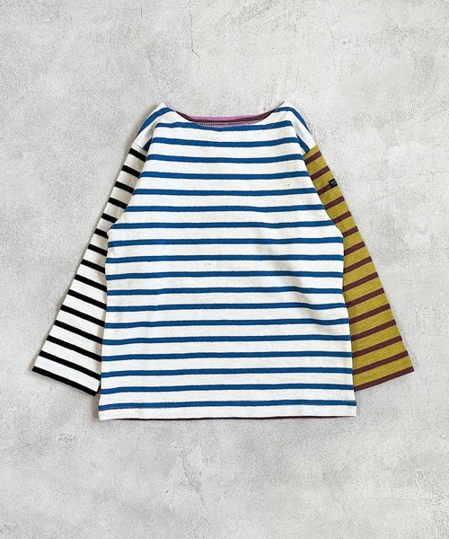 BIG FIELD（ビッグフィールド）の「ボーダーボートネックロンT（80～150cm）（Tシャツ/カットソー・キッズ・ブラック/イエロー/ブルー系その他/ブルー/グリーン/ピンク・80/90/95/100/110/120/130/140/150）」の15枚目の写真