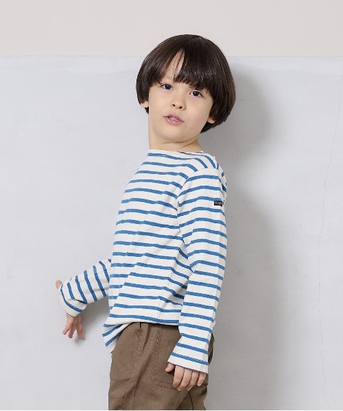 BIG FIELD（ビッグフィールド）の「ボーダーボートネックロンT（80～150cm）（Tシャツ/カットソー・キッズ・ブラック/イエロー/ブルー系その他/ブルー/グリーン/ピンク・80/90/95/100/110/120/130/140/150）」の21枚目の写真