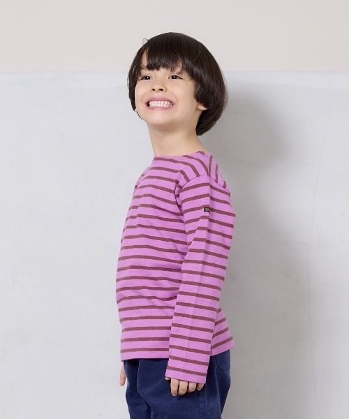 BIG FIELD（ビッグフィールド）の「ボーダーボートネックロンT（80～150cm）（Tシャツ/カットソー・キッズ・ブラック/イエロー/ブルー系その他/ブルー/グリーン/ピンク・80/90/95/100/110/120/130/140/150）」の22枚目の写真