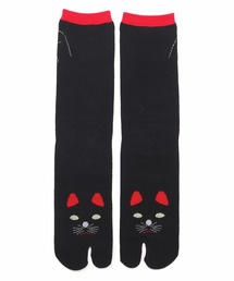 カヤ | 【カヤ】足袋型くつ下25~28cm 福猫 黒(ソックス/靴下)