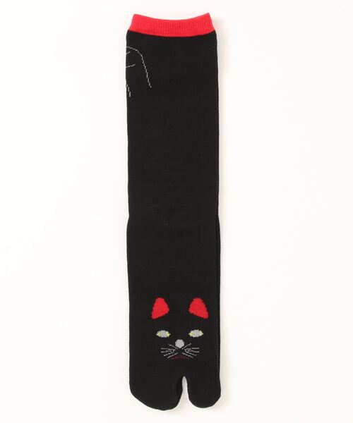 カヤ(カヤ)の「【カヤ】足袋型くつ下25~28cm 福猫 黒(ソックス/靴下・メンズ・ブラック・FREE)」の2枚目の写真