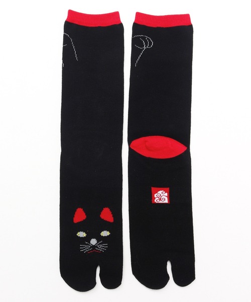 カヤ(カヤ)の「【カヤ】足袋型くつ下25~28cm 福猫 黒(ソックス/靴下・メンズ・ブラック・FREE)」の3枚目の写真
