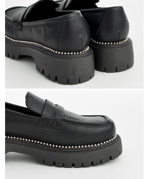 Re:EDIT（リエディ）の「[2023-24 WINTER COLLECTION][大きいサイズ有]スタッズコバトラックソールローファー（ローファー・レディース・ホワイト/ブラック・MEDIUM/SMALL/XX-LARGE/X-LARGE/LARGE）」の11枚目の写真