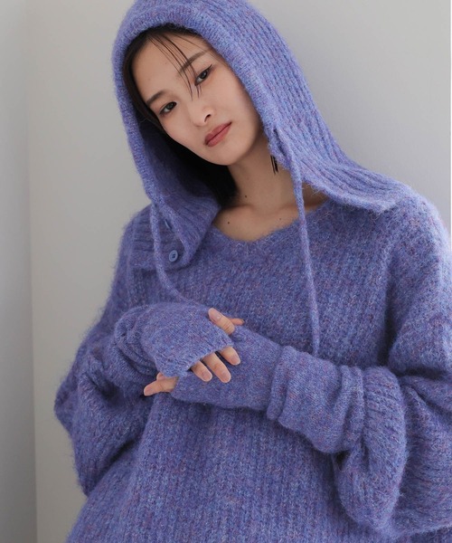 LOWRYS FARM(ローリーズファーム)の「バラクラバ2 967050(マフラー・レディース・パープル/アイボリー/オレンジ・FREE)」の3枚目の写真