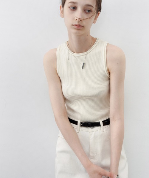 【セール】【tageechita】ウール混クルーネックロールエッジタンクトップ（タンクトップ）｜tageechita（タジチタ）