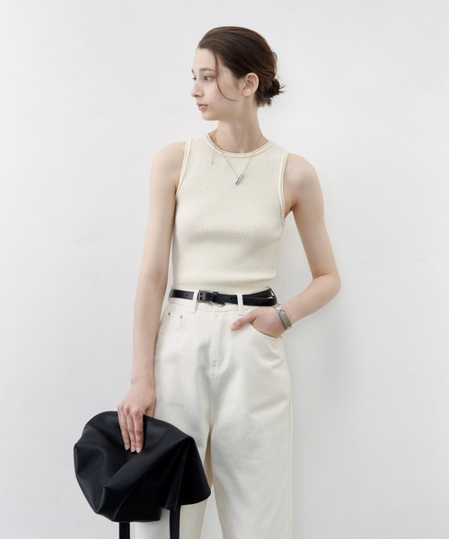 【セール】【tageechita】ウール混クルーネックロールエッジタンクトップ（タンクトップ）｜tageechita（タジチタ）