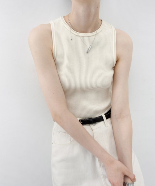 【セール】【tageechita】ウール混クルーネックロールエッジタンクトップ（タンクトップ）｜tageechita（タジチタ）