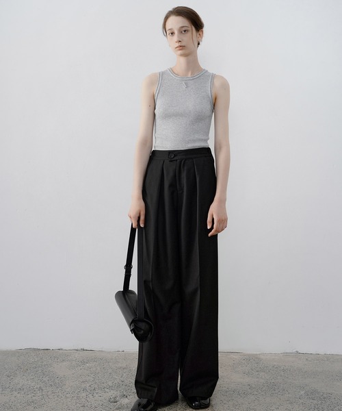 【セール】【tageechita】ウール混クルーネックロールエッジタンクトップ（タンクトップ）｜tageechita（タジチタ）