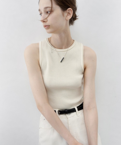 【セール】【tageechita】ウール混クルーネックロールエッジタンクトップ（タンクトップ）｜tageechita（タジチタ）