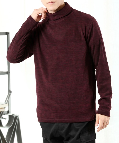 TopIsm（トップイズム）の「カチオン染めフリースタートルネックカットソー（ニット/セーター・メンズ・ワインレッド/チャコールグレー/杢グレー/ネイビー・M/L/LL）」の4枚目の写真