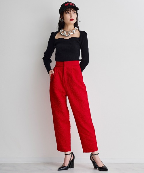 Narcissus(ナルシス)の「【Narcissus】スクエアリブニット(ニット/セーター・レディース・ブラック/ホワイト・FREE)」の5枚目の写真