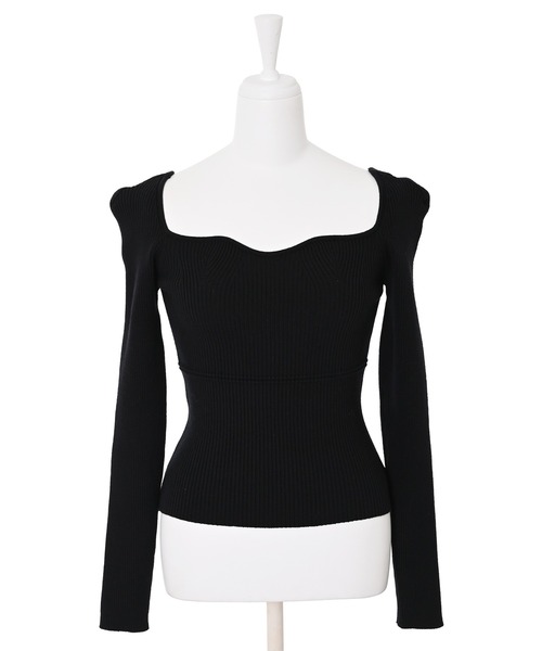 Narcissus(ナルシス)の「【Narcissus】スクエアリブニット(ニット/セーター・レディース・ブラック/ホワイト・FREE)」の9枚目の写真