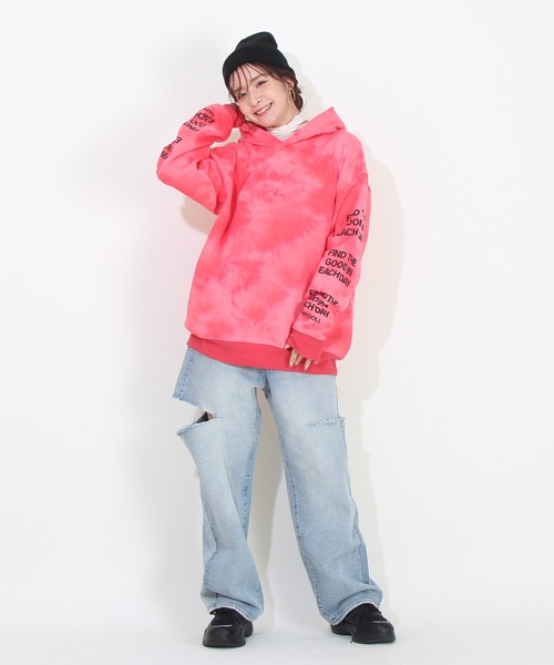 BABYDOLL(ベビードール)の「親子お揃い タイダイエンボスパーカー 8825A(パーカー・レディース・ライトブルー/レッド・XL/L/M/S)」の6枚目の写真