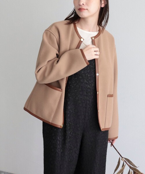 Traditional Weatherwear（トラディショナルウェザーウェア）の「【WEB限定】【Traditional Weatherwear/トラディショナルウェザーウエア】ARKLEY A-LINEコート（ノーカラーコート・レディース・ブラック/ベージュ・32/34）」の8枚目の写真