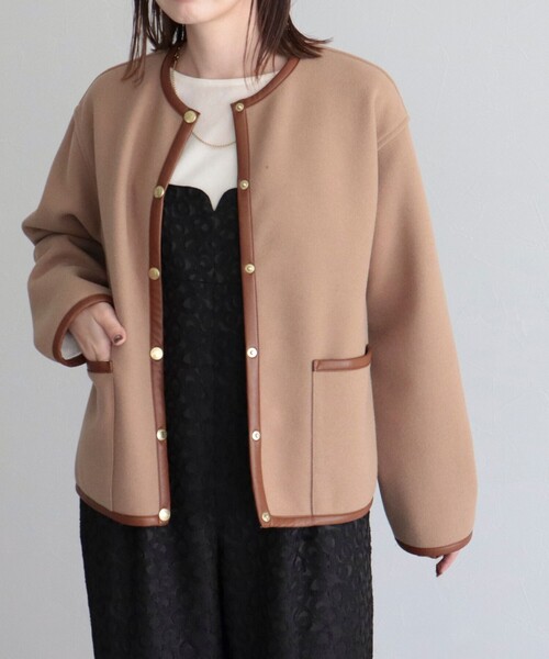 Traditional Weatherwear（トラディショナルウェザーウェア）の「【WEB限定】【Traditional Weatherwear/トラディショナルウェザーウエア】ARKLEY A-LINEコート（ノーカラーコート・レディース・ブラック/ベージュ・32/34）」の9枚目の写真