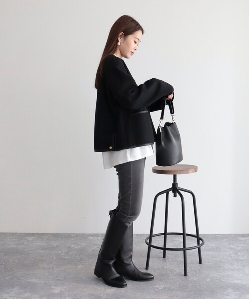 Traditional Weatherwear（トラディショナルウェザーウェア）の「【WEB限定】【Traditional Weatherwear/トラディショナルウェザーウエア】ARKLEY A-LINEコート（ノーカラーコート・レディース・ブラック/ベージュ・32/34）」の17枚目の写真