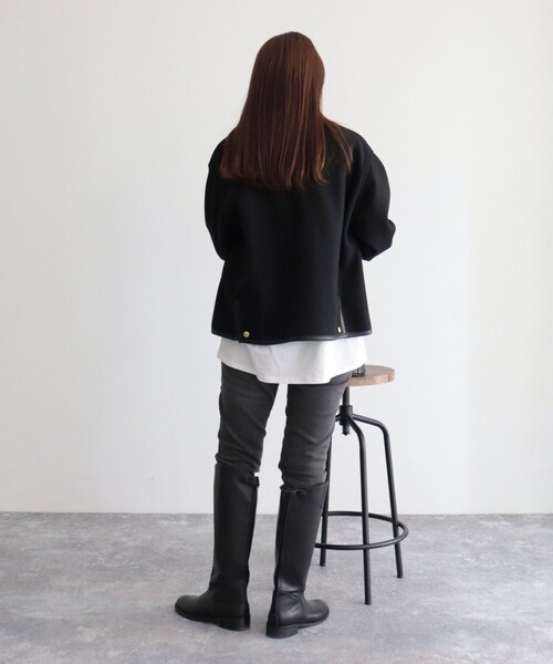 Traditional Weatherwear（トラディショナルウェザーウェア）の「【WEB限定】【Traditional Weatherwear/トラディショナルウェザーウエア】ARKLEY A-LINEコート（ノーカラーコート・レディース・ブラック/ベージュ・32/34）」の18枚目の写真