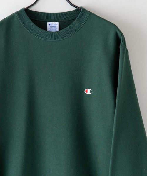 Champion（チャンピオン）の「【CHAMPION/チャンピオン】USAコットン 　裏起毛　スウェット　トレーナー 　リサイクルポリエステル 　サスティナブル　ワンポイントロゴ刺繍（スウェット・メンズ・オフホワイト/杢グレー/ダークグリーン/ブラック/ネイビー・LARGE/X-LARGE/XX-LARGE/MEDIUM）」の9枚目の写真