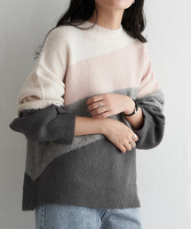 ウール混モヘアタッチプルオーバー