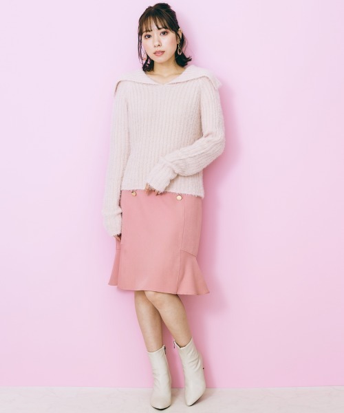 marun（マルン）の「＜大きいサイズ＞ ビックカラーシャギーニットトップス marun（ニット/セーター・レディース・ブラック系/ピンクベージュ・L/LL/3L/4L/5L）」の19枚目の写真