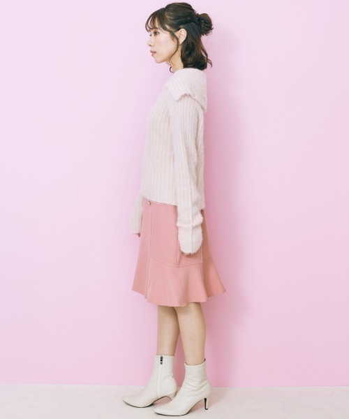 marun（マルン）の「＜大きいサイズ＞ ビックカラーシャギーニットトップス marun（ニット/セーター・レディース・ブラック系/ピンクベージュ・L/LL/3L/4L/5L）」の20枚目の写真