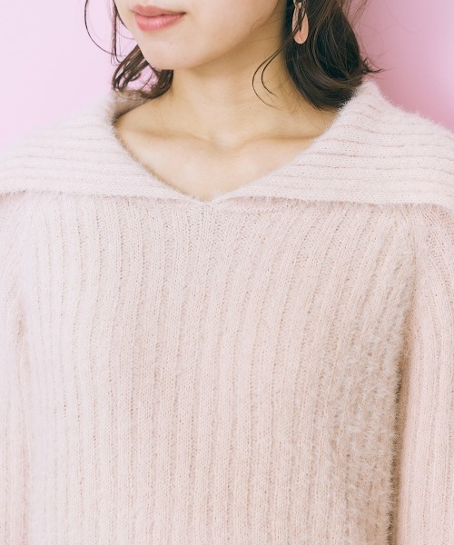 marun（マルン）の「＜大きいサイズ＞ ビックカラーシャギーニットトップス marun（ニット/セーター・レディース・ブラック系/ピンクベージュ・L/LL/3L/4L/5L）」の14枚目の写真