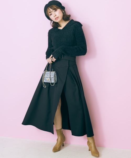 marun（マルン）の「＜大きいサイズ＞ ビックカラーシャギーニットトップス marun（ニット/セーター・レディース・ブラック系/ピンクベージュ・L/LL/3L/4L/5L）」の13枚目の写真