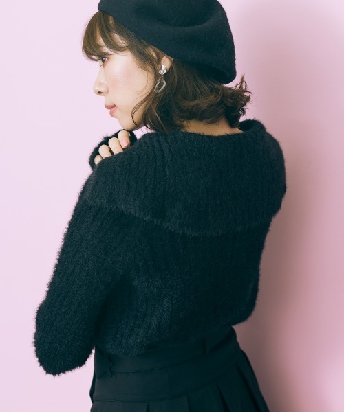 marun（マルン）の「＜大きいサイズ＞ ビックカラーシャギーニットトップス marun（ニット/セーター・レディース・ブラック系/ピンクベージュ・L/LL/3L/4L/5L）」の5枚目の写真