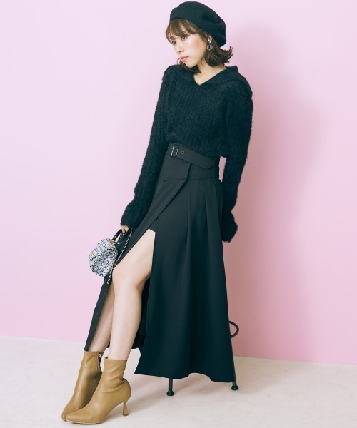 marun（マルン）の「＜大きいサイズ＞ ビックカラーシャギーニットトップス marun（ニット/セーター・レディース・ブラック系/ピンクベージュ・L/LL/3L/4L/5L）」の11枚目の写真