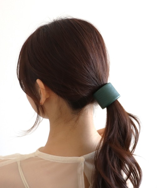 セール】フェイクレザーローリングヘアカフ（ヘアゴム）｜Three Four