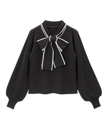 シンプルボウタイニットトップス