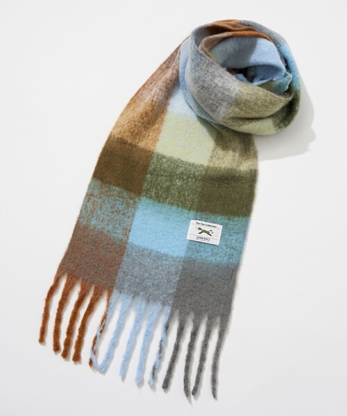 TOWNCRAFT（タウンクラフト）の「TOWN CRAFT/タウンクラフト 別注 チェック柄 ボリュームマフラー（マフラー・メンズ・サックスブルー/オレンジ/ブルー/ブラック・ﾌﾘ-）」の3枚目の写真