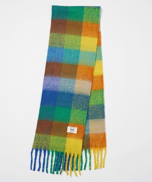 TOWNCRAFT（タウンクラフト）の「TOWN CRAFT/タウンクラフト 別注 チェック柄 ボリュームマフラー（マフラー・メンズ・サックスブルー/オレンジ/ブルー/ブラック・ﾌﾘ-）」の7枚目の写真