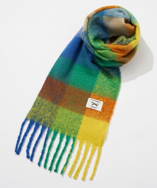 TOWNCRAFT（タウンクラフト）の「TOWN CRAFT/タウンクラフト 別注 チェック柄 ボリュームマフラー（マフラー・メンズ・サックスブルー/オレンジ/ブルー/ブラック・ﾌﾘ-）」の8枚目の写真