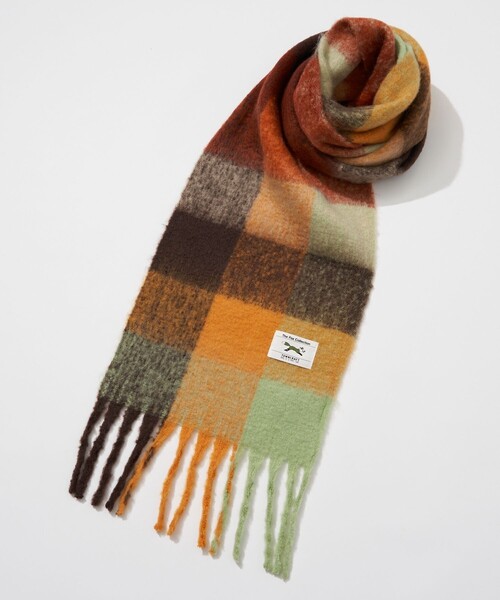 TOWNCRAFT（タウンクラフト）の「TOWN CRAFT/タウンクラフト 別注 チェック柄 ボリュームマフラー（マフラー・メンズ・サックスブルー/オレンジ/ブルー/ブラック・ﾌﾘ-）」の14枚目の写真