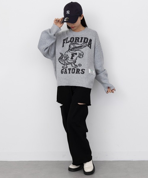 セール】【DISCUS】ダブルジャガードバイカラーカレッジロゴニット