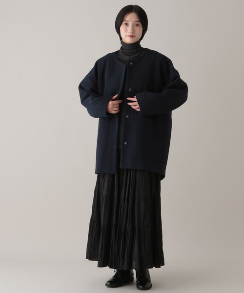 studio CLIP（スタディオクリップ）の「《natural by clip》ウール混ノーカラーコクーンコート（ノーカラーコート・レディース・チャコール/ネイビー/キャメル・FREE）」の17枚目の写真