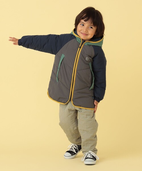 BEAMS mini（ビームスミニ）の「BEAMS mini / マルチカラー 中綿コート 23（90～150cm）（ブルゾン・キッズ・チャコールグレー/オリーブ・150/130/140/100/90/110/120）」の4枚目の写真