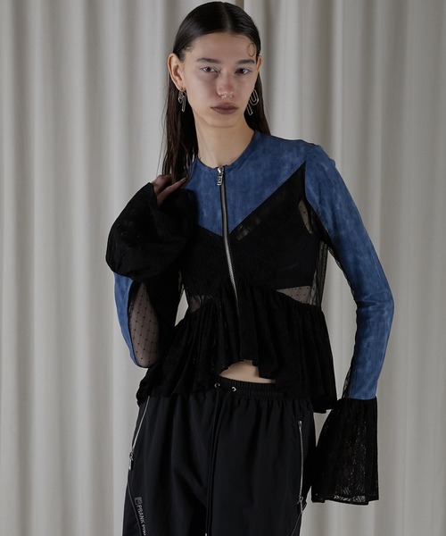 PRANK PROJECT（プランクプロジェクト）の「レースジップボレロトップス / Lace Zip Bolero Top（Tシャツ/カットソー・レディース・ブルー/グレー・FREE）」の5枚目の写真
