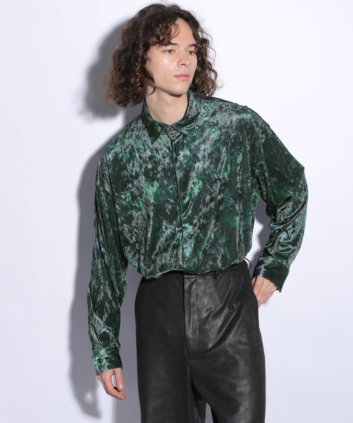 HARE（ハレ）の「クラッシュベロアフラワーシャツ(HARE)（シャツ/ブラウス・メンズ・パープル/グレー/ブラック・FREE）」の9枚目の写真