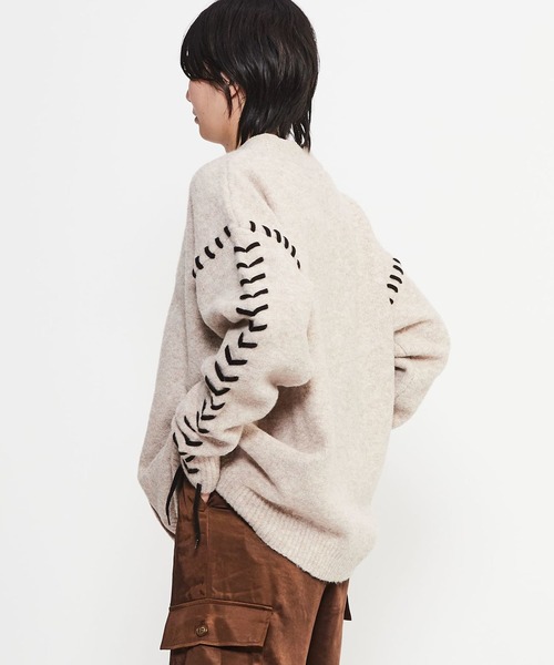 ニット セーター BLANKET STITCH KNIT SHORT CARDIGAN レディース セール】BLANKET STITCH KNIT SHORT CARDIGAN（ニット/セーター