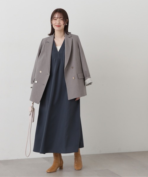 N.（N. Natural Beauty Basic）（エヌエヌナチュラルビューティーベーシック）の「◆スキッパーピンタックワンピース（ワンピース・レディース・グリーン/ライトベージュ/チャコール・MEDIUM）」の5枚目の写真