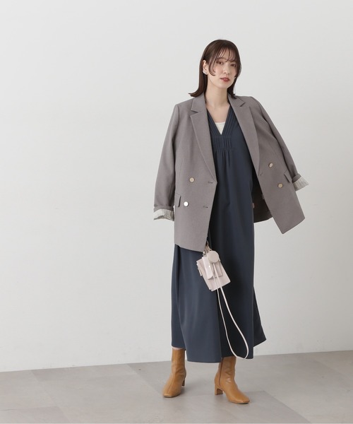 N.（N. Natural Beauty Basic）（エヌエヌナチュラルビューティーベーシック）の「◆スキッパーピンタックワンピース（ワンピース・レディース・グリーン/ライトベージュ/チャコール・MEDIUM）」の6枚目の写真