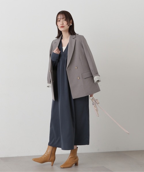 N.（N. Natural Beauty Basic）（エヌエヌナチュラルビューティーベーシック）の「◆スキッパーピンタックワンピース（ワンピース・レディース・グリーン/ライトベージュ/チャコール・MEDIUM）」の7枚目の写真