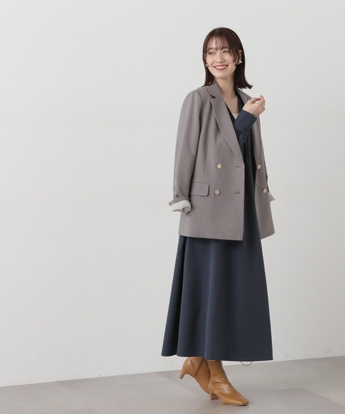 N.（N. Natural Beauty Basic）（エヌエヌナチュラルビューティーベーシック）の「◆スキッパーピンタックワンピース（ワンピース・レディース・グリーン/ライトベージュ/チャコール・MEDIUM）」の8枚目の写真