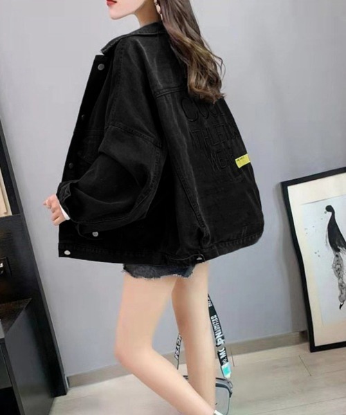 Miniministore(ミニミニストア)の「デニムジャケット レディース バックロゴ(デニムジャケット・レディース・ブラック/サックスブルー・FREE)」の14枚目の写真